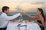 Paar Restaurants am Strand, Reef Playacar Resort und Spa, Playa del Carmen, Mexiko