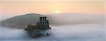 Ruins of Corfe Castle at Dawn, Dorset, England