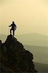 Man hiking on rocky hillside