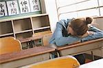 Female  Sleeping On Desk