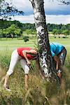 A young couple playing   golf, Sweden.