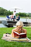 A woman reading a book, Sweden.