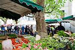 Salad items for sale at the market in Uzes, Provence, France, Europe