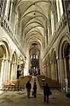 Interior of Notre Dame Cathedral, Norman, built in the 12th and 13th centuries, Bayeux, Calvados, Normandy, France, Europe