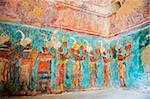 Murals at Bonampak Mayan ruins, Chiapas state, Mexico, North America