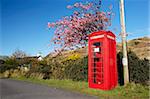 Rote Telefonzelle, Isle of Mull, Innere Hebriden, Schottland, Vereinigtes Königreich, Europa