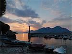 Verbania-Intra, lever de soleil sur le lac majeur, lacs italiens, Piémont, Italie, Europe