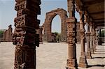 Ruins of Quwwat-ul-Islam mosque, Qutb Complex, UNESCO World Heritage Site, Delhi, India, Asia