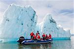 Exploring an iceberg in LeConte Bay, Southeast Alaska, United States of America, North America