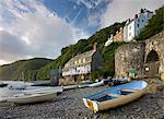 Marée haute à l'ancienne pêche village de Clovelly, North Devon, Angleterre, Royaume-Uni, Europe