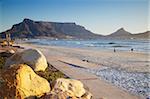 View of Table Mountain from Milnerton beach, Cape Town, Western Cape, South Africa, Africa