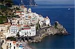 View of Amalfi from the coast, Amalfi Coast, UNESCO World Heritage Site, Campania, Italy, Europe