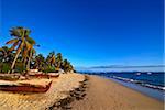 The beach of the touristy Ambatoloaka, Nosy Be, Madagascar, Indian Ocean, Africa