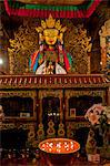 Bouddha à l'intérieur du Kumbum, littéralement cent mille images, du monastère de Palcho, le plus grand chorten au Tibet, Gyantse, Tibet, Chine, Asie