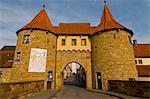 Vieille porte de la ville de Prichsenstadt, Franconie, Bavière, Allemagne, Europe