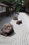 Narrow rock garden at Kongobuji Temple, the Shingon Buddhist sect headquarters, on Mount Koya, Wakayama, Japan, Asia