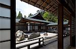 Dry landscape garden (Banryutei) at Buddhist Shingon sect Kongobuji Temple on Mount Koya, Wakayama, Japan, Asia