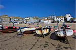 Boats in old harbour in summer, St. Ives, Cornwall, England, United Kingdom, Europe