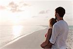 Couple admiring horizon at beach