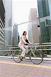 Businesswoman Commuting To Work On Cycle