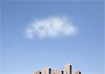 Miniature row houses and cloud