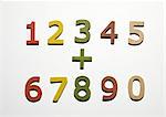 Row wooden number toys