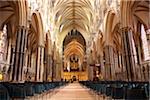 Lincoln, England. Light floods the nave of Lincoln cathedral.
