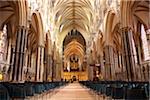 Lincoln, England. Light floods the nave of Lincoln cathedral.