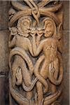 England. Carvings on the  Norman entrance to Lincoln Cathedral.