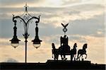 The Brandenburg Gate was commissioned by King Frederick William II of Prussia in 1788. The quadriga was sculpted by Johann Gottfried Schadow. Berlin, Germany