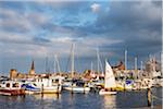 Vue sur la rivière Warnow, vieille ville, Rostock, Mecklembourg-Poméranie occidentale, Allemagne