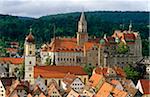 Germany, Baden-Wurttemberg, Swabia, Sigmaringen. First built in 1077, this imposing castle has been rebuilt and added to many times down the centuries, and from 1535 it became a focal residence of the aristocratic Hohenzollern family.