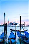 Gondoles & San Giorgio Maggiore, Venise, Vénétie, Italie
