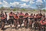 Pokot Frauen und Mädchen tanzen um eine Atelo Zeremonie zu feiern. Der Pokot sind Hirten, die eine südliche nilotische Sprache sprechen.