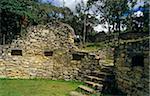 Peru, Amazonas Region, Chachapoyas Province, Kuelap. The remote and mysterious fortress of Kuelap, a once important centre of the Chachapoyans - or 'People of the Clouds' - still has remnants of Chachapoyan round-houses at this hilltop site deep in the Peruvian cloud forest.