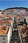 Quartier de la Baixa et le château de Sao Jorge, Lisbonne, Portugal