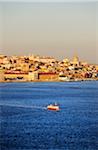 Dem Tagus Fluss (Rio Tejo) und dem historischen Zentrum von Lissabon, Hauptstadt von Portugal