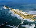 Aerial view of the island of Baleal, near Peniche, on the Atlantic coastline of Portugal.