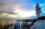 Russia, Siberia, Baikal; Lake Bakal partly frozen in winter