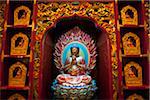 Singapore, Singapore, Chinatown.  Buddha statue in the Buddha Tooth Relic Temple and Museum.