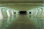 Underground link from carpark to the main terminal of Bilbao Sondika International Airport, designed by the Architect / Engineer Santiago Calatrava at Bilbao, Basque Country, Spain