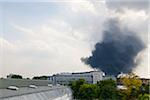 Smoke from Fire over City, Dusseldorf, Germany