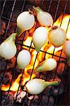 Barbecuing onions, Sweden.