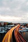 Traffic in winter, Stockholm, Sweden.