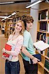 Two students in a library, Sweden.