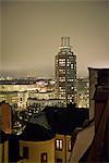 View over a city at night, Stockholm, Sweden.