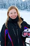 Portrait d'un jeune skieur alpin femal, Suède.