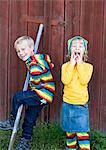 Boy and girl laughing