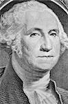 Close up portrait of George Washington on one dollar bill