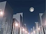 3d render of nigth scene in a modern city